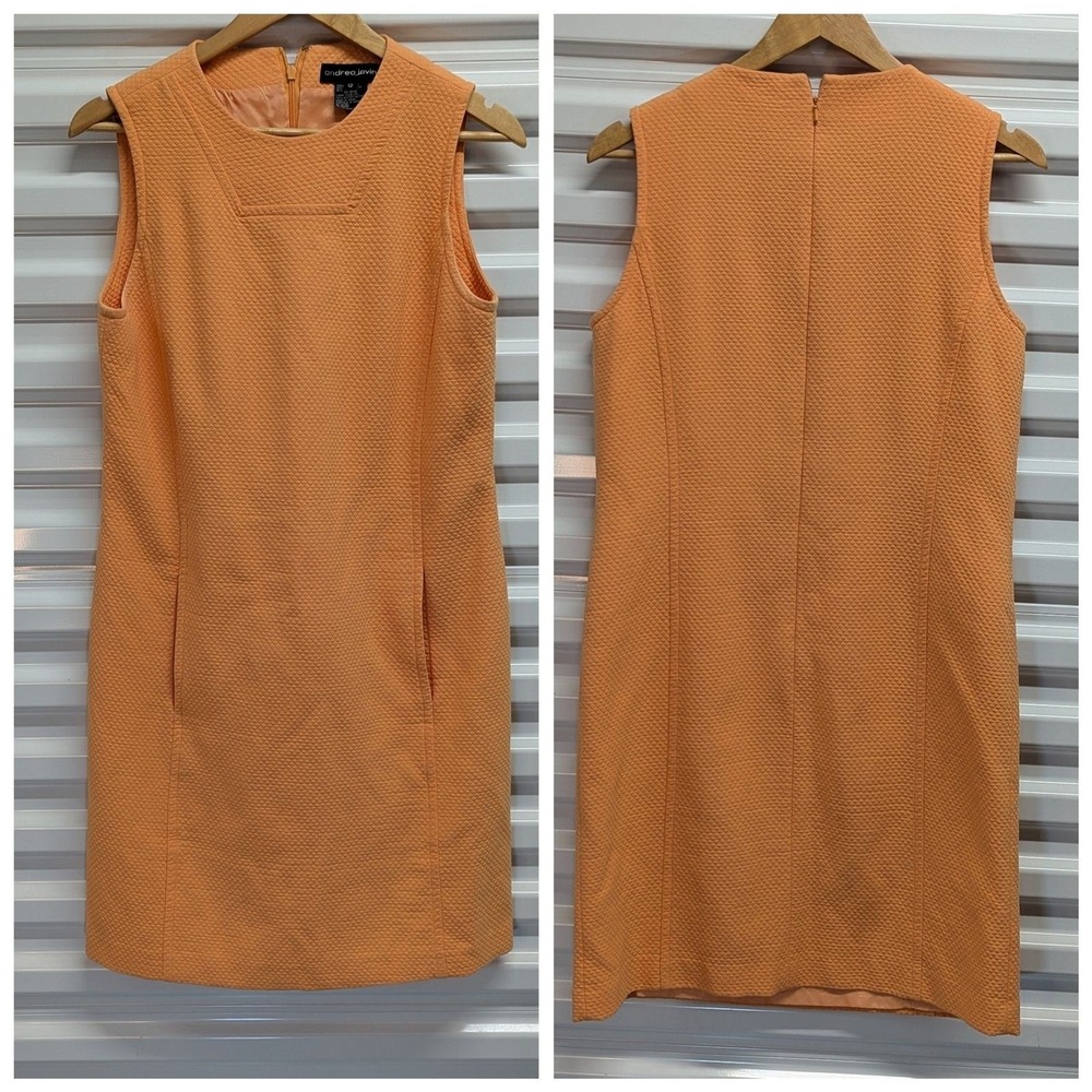 Andrea Jovine Size 12 Orange Classic Elegant Sleeveless Sheath Dress